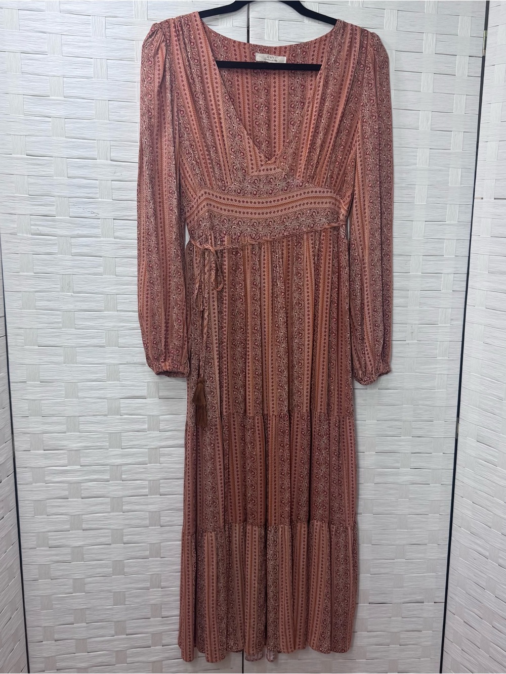 Chelsea & Violet Boho Peasant Cottagecore Fall Maxi Tiered Dress Size Small